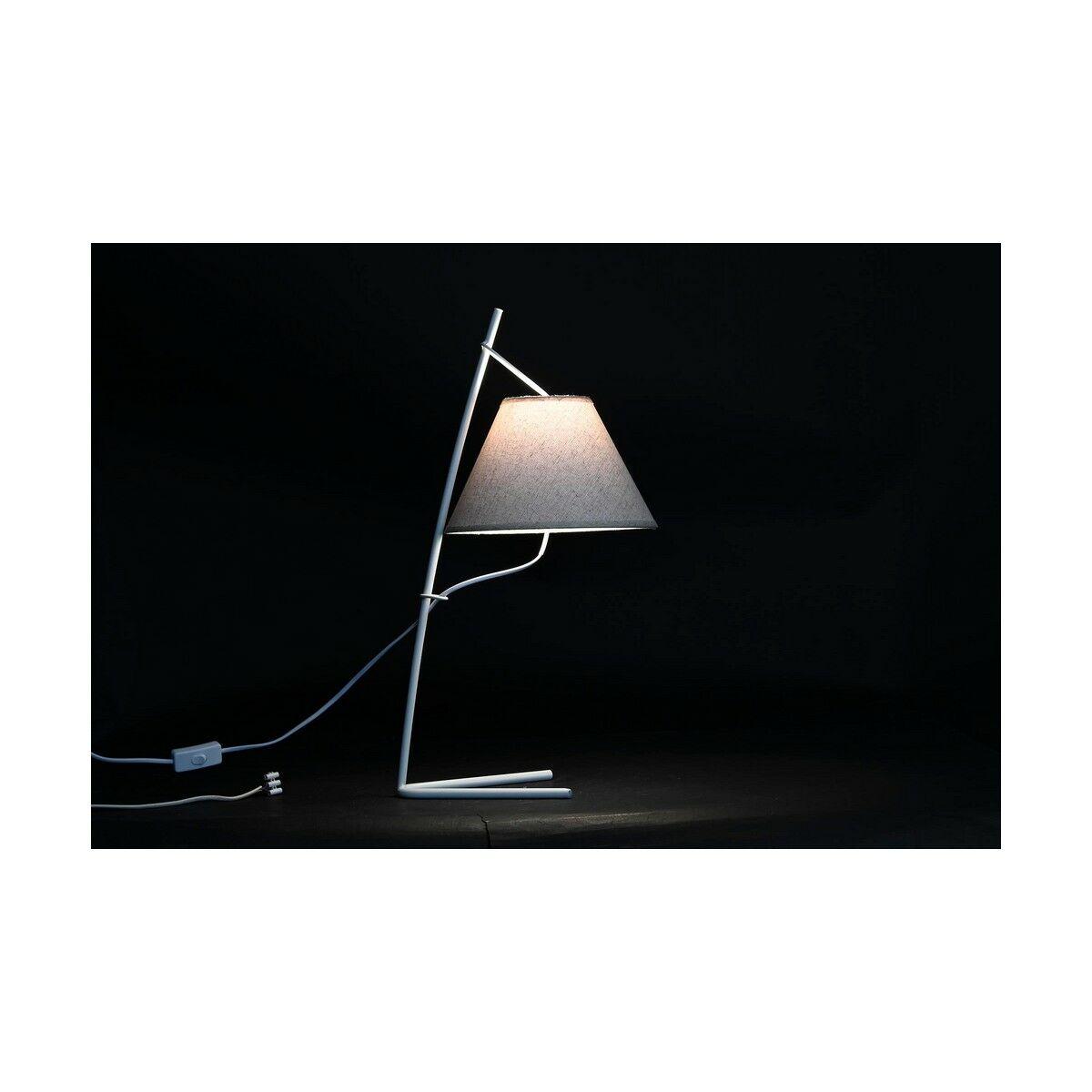Lámpara de mesa DKD Home Decor Dorado Metal Lino Blanco 50 W Moderno (25 x 31 x 57 cm) (2 Unidades)