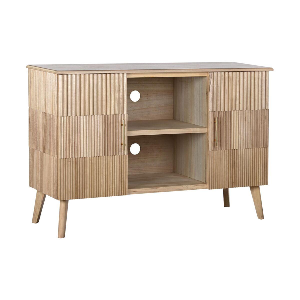 Mueble de TV DKD Home Decor Dorado Marrón claro 120 x 40 x 80 cm Madera de Paulonia Madera MDF