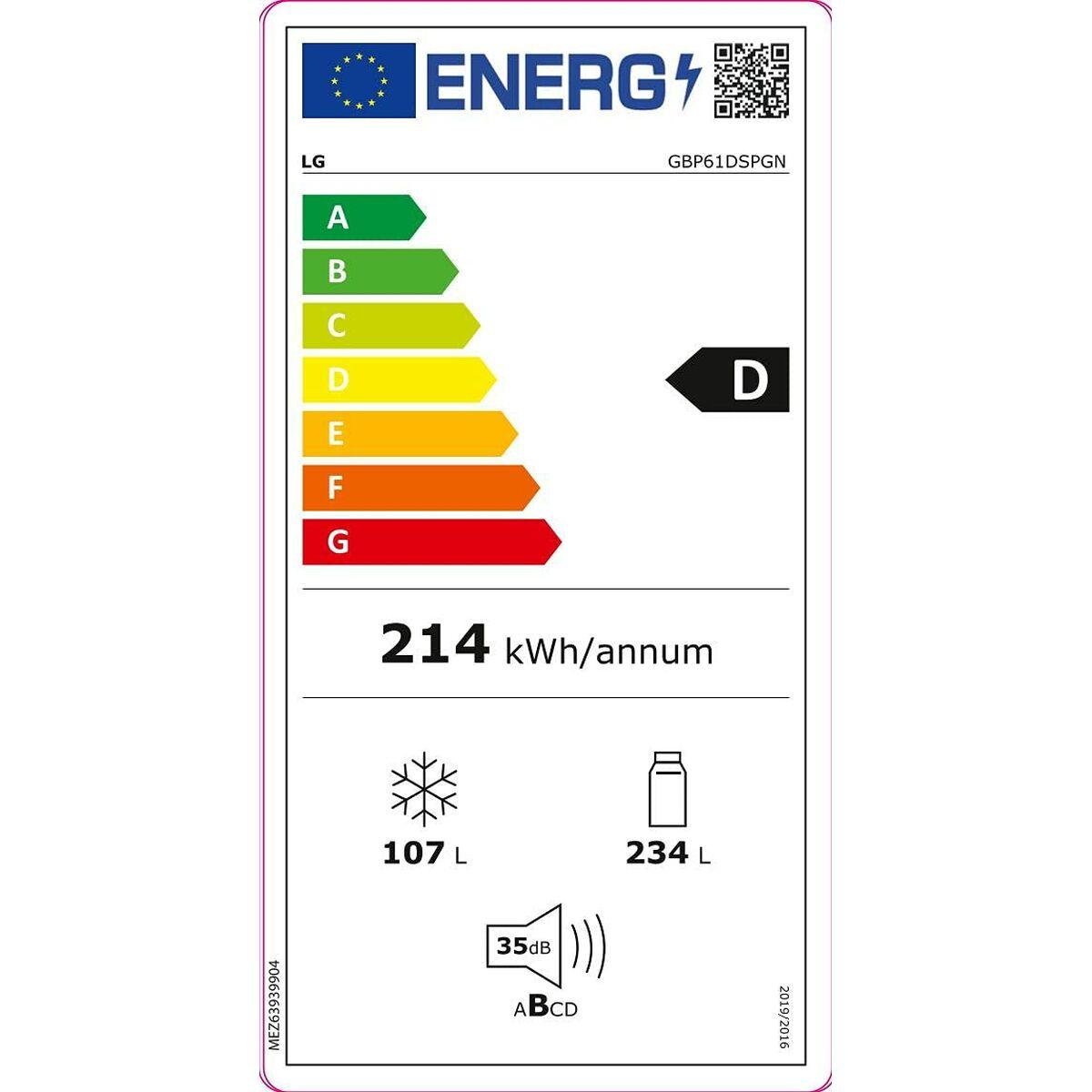 Frigorífico combinado LG GBP61DSPGN  186 186 x 59.5 cm Grafito