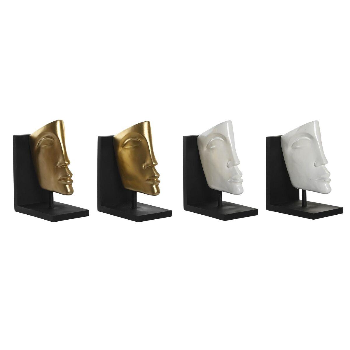 Sujetalibros DKD Home Decor Blanco Dorado Resina Moderno Cara 30,5 x 10 x 22 cm (2 Unidades)