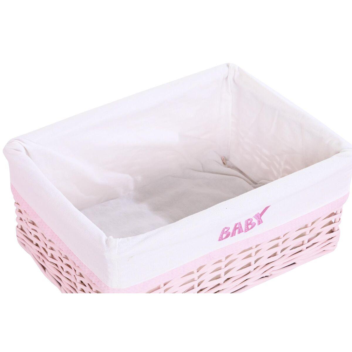 Cesto para la Ropa DKD Home Decor Rosa Mimbre Infantil 44 x 34 x 56 cm 5 Piezas