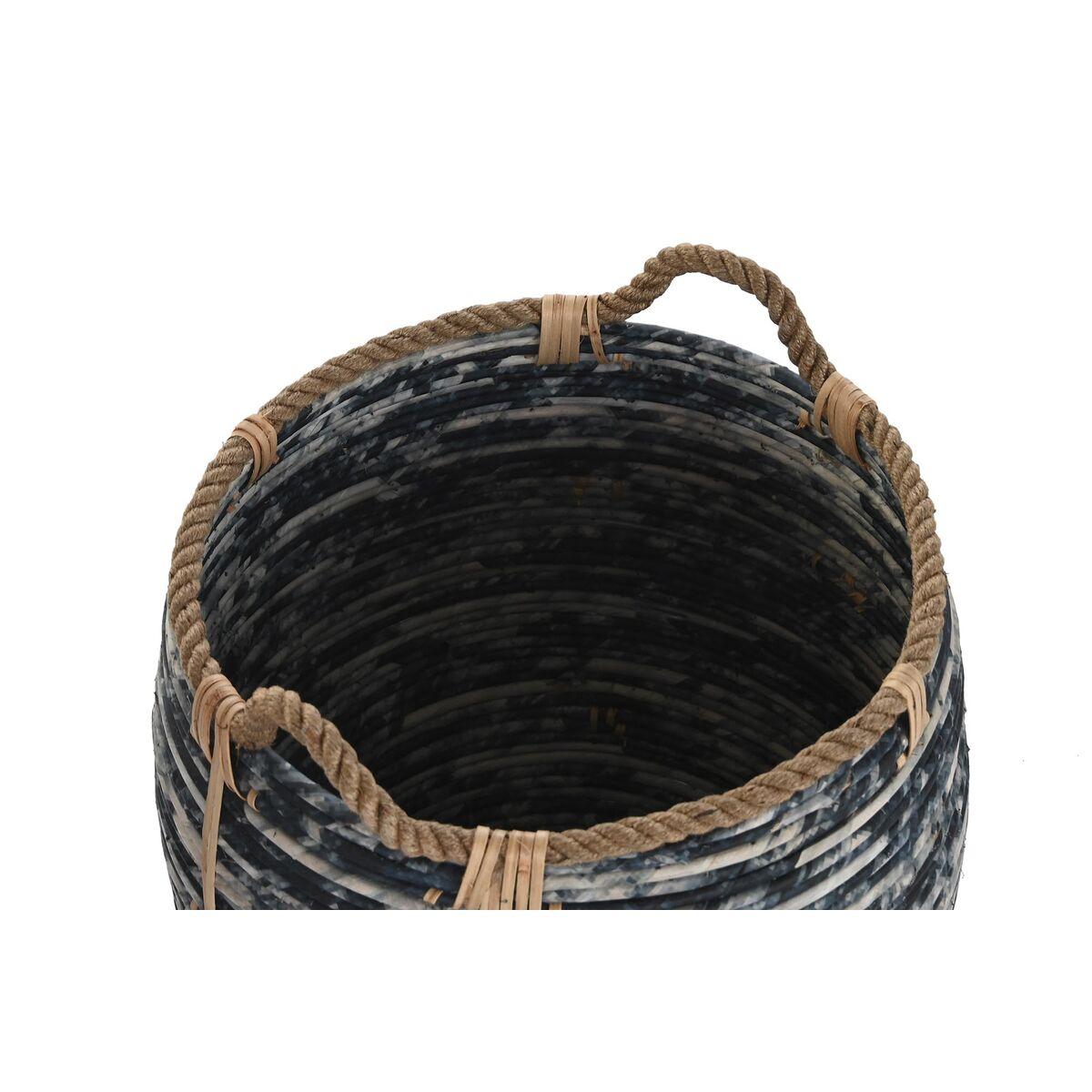 Juego de Cestas DKD Home Decor Blanco Negro 56 x 56 x 60 cm 52 x 52 x 60 cm Plástico (3 Piezas)