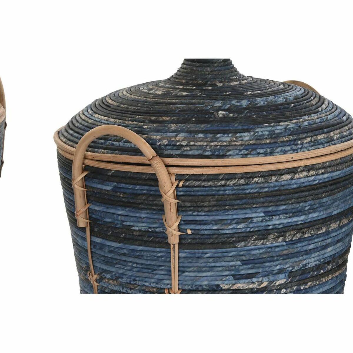 Juego de Cestas DKD Home Decor Azul Negro (3 Piezas)