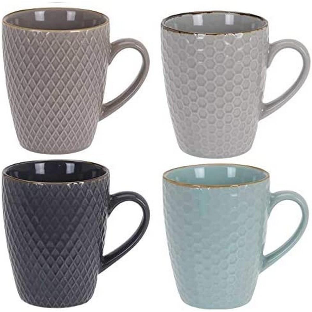 Juego de Tazas de Café Excellent Houseware Gres 300 ml Geométrico