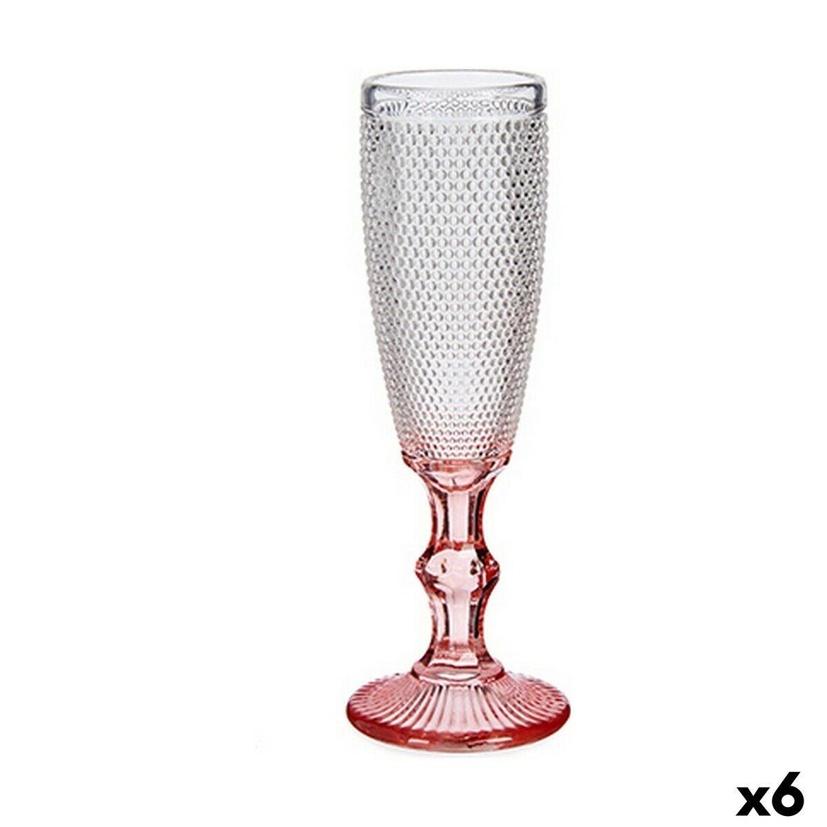 Copa de champán Vivalto Rosa Transparente Vidrio 180 ml Puntos (6 Unidades)