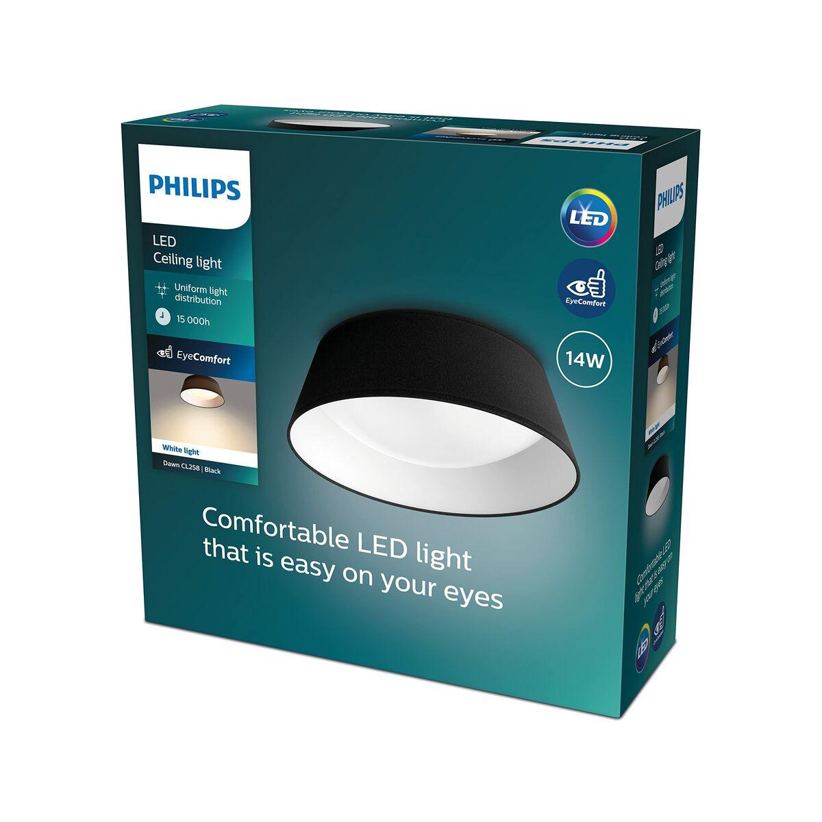 Lámpara de Techo Philips Plafón 14W Negro Metal/Plástico (34 x 12 x 34 cm) (3000 K)