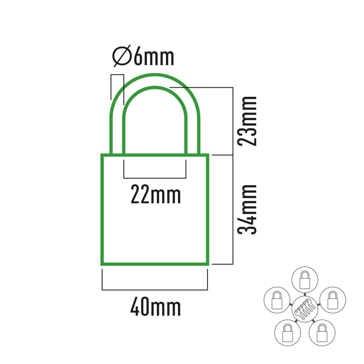 Candado de llave EDM 85245 Latón 40 x 23 mm (5 Unidades)