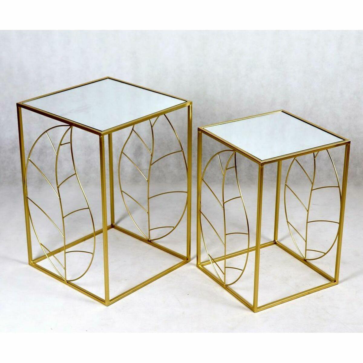 Espejo de pared DKD Home Decor Dorado Hoja de planta 71 x 1 x 97 cm