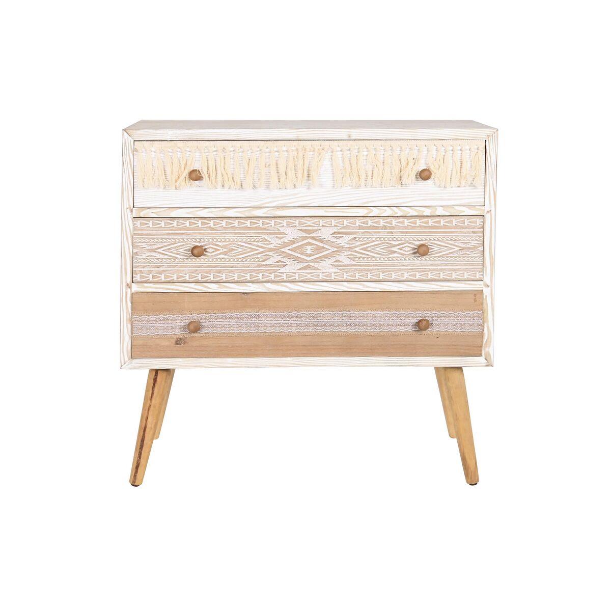 Cómoda DKD Home Decor Abeto Natural Algodón Blanco (80 x 35 x 80 cm)