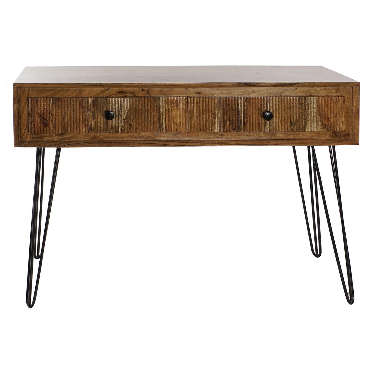 Consola DKD Home Decor 118 x 40 x 77 cm Negro Metal Marrón Acacia