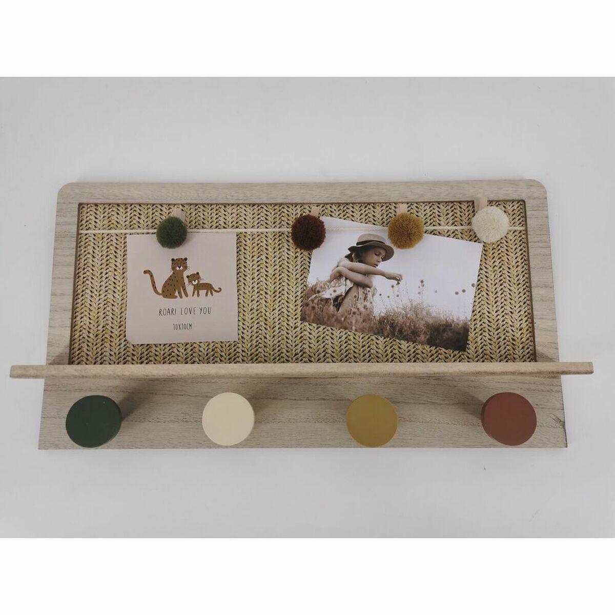 Perchero DKD Home Decor Natural Multicolor Fibra Madera MDF (45 x 6 x 24 cm)