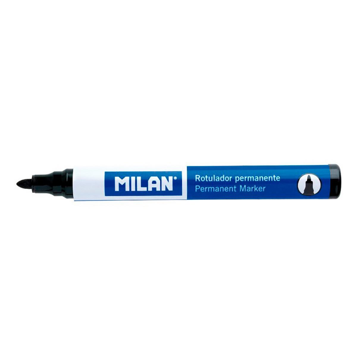 Rotulador permanente Milan Negro Ø 4 mm Punta redonda (12 Unidades)