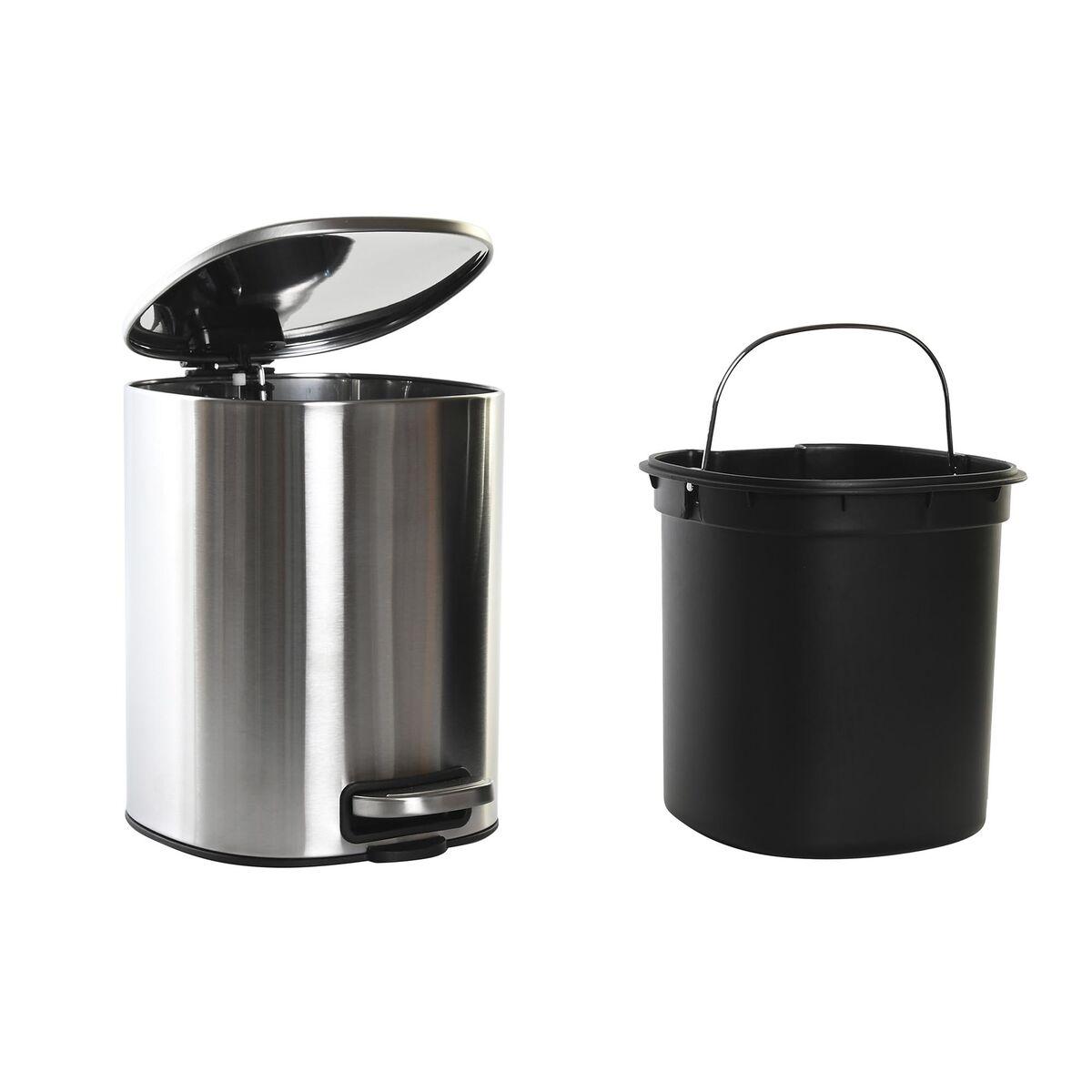 Papelera con Pedal DKD Home Decor Plateado Acero Inoxidable Polipropileno Básico 5 L