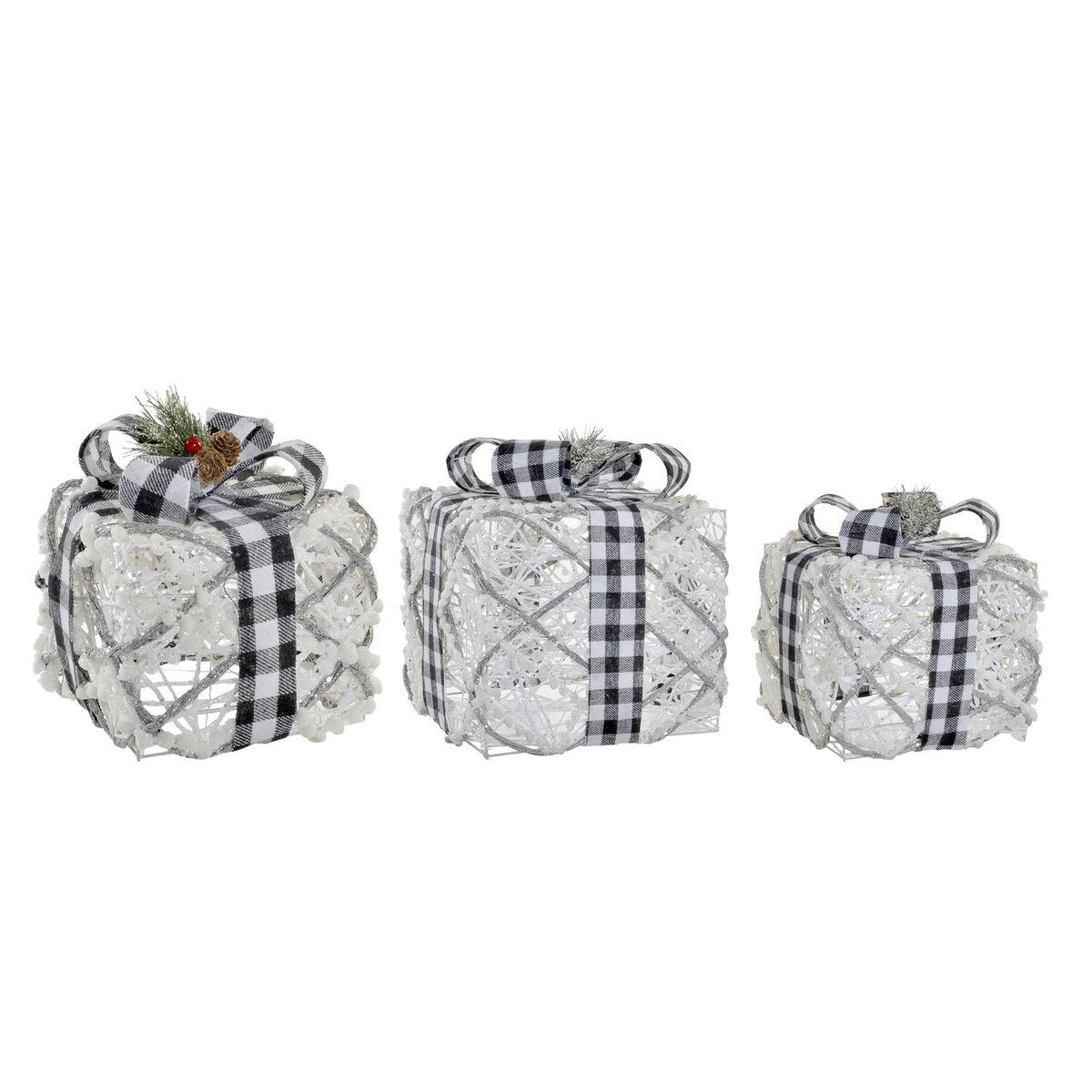 Adorno Navideño DKD Home Decor Blanco Plateado 25 x 25 x 25 cm (3 Piezas) (3 Unidades)