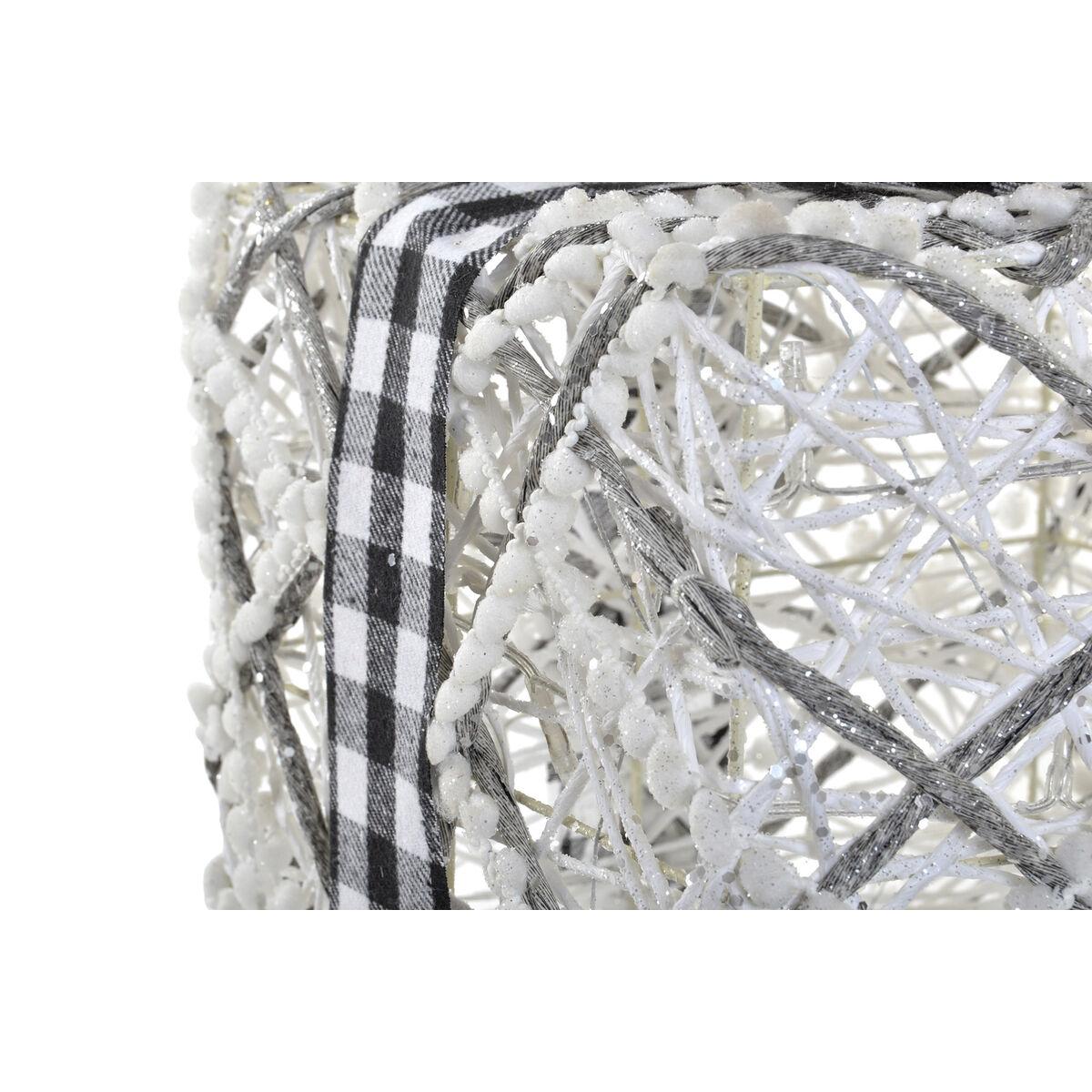 Adorno Navideño DKD Home Decor Blanco Plateado 25 x 25 x 25 cm (3 Piezas) (3 Unidades)