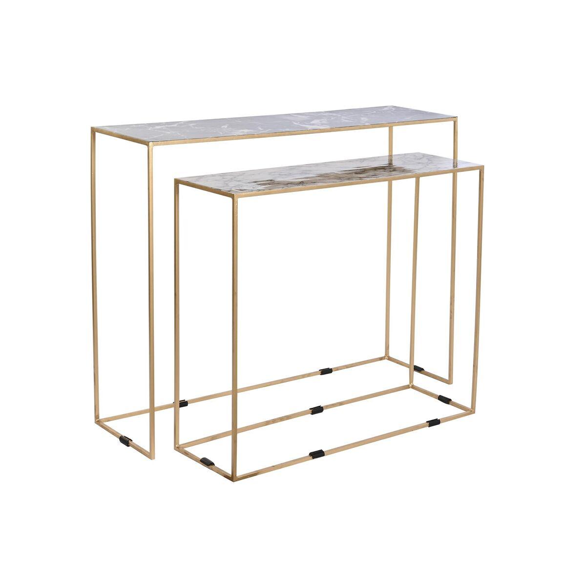 Juego de 2 mesas DKD Home Decor Blanco Negro Dorado 100 x 28 x 80 cm