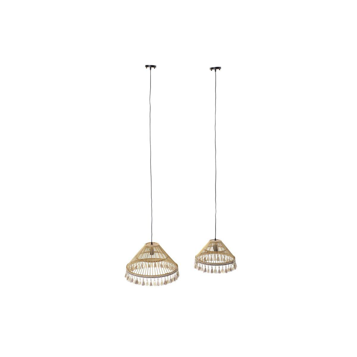 Lámpara de Techo DKD Home Decor 2 Piezas Marrón Poliéster Ratán 50 W (45 x 45 x 28 cm)