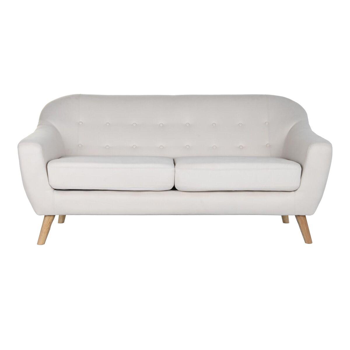 Sofá DKD Home Decor Natural Poliéster Madera de caucho Crema (172 x 82 x 82 cm)