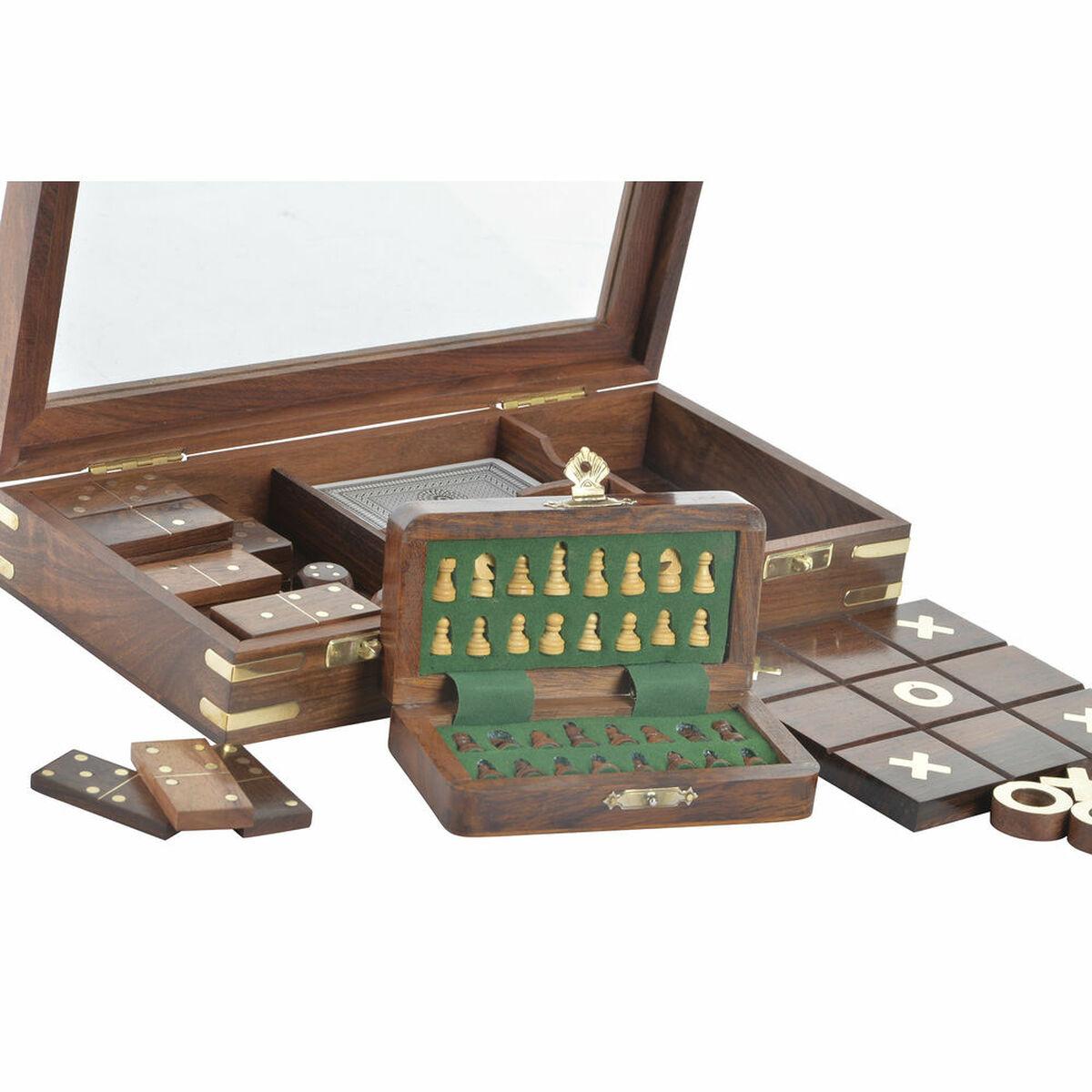 Juego de Mesa DKD Home Decor Cristal Latón Palisandro (29.5 x 14.5 x 6 cm) (2 x 2 x 2 cm) (12,5 x 12,5 x 1 cm) (2,5 x 5 x 1 cm) 