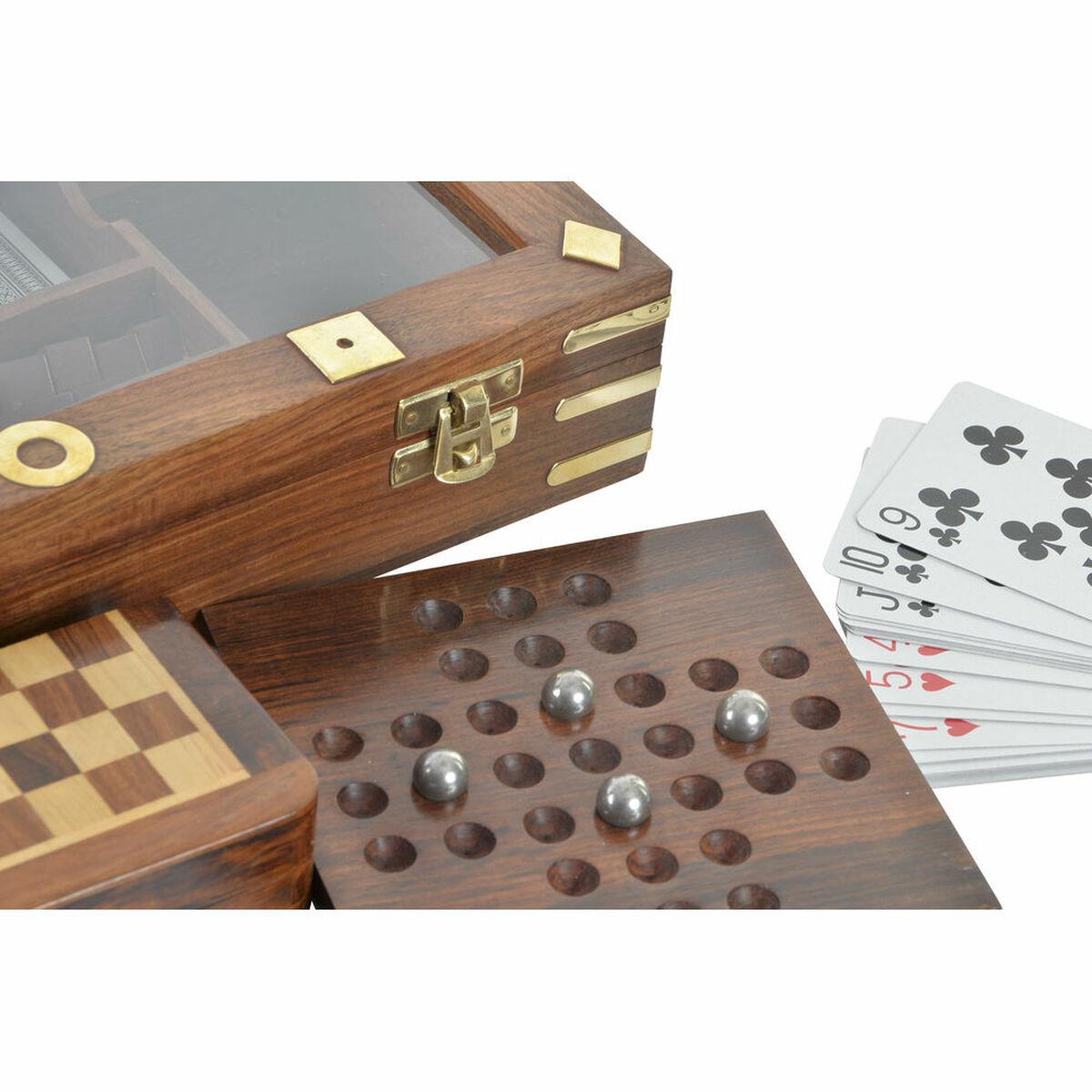 Juego de Mesa DKD Home Decor Cristal Latón Palisandro (29.5 x 14.5 x 6 cm) (2 x 2 x 2 cm) (12,5 x 12,5 x 1 cm) (2,5 x 5 x 1 cm) 
