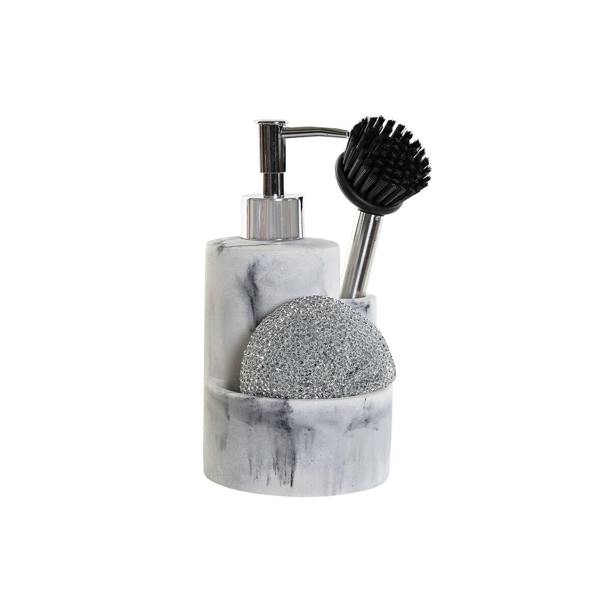 Dispensador de Jabón 2 en 1 para Fregadero DKD Home Decor Resina Acero Inoxidable 12,6 x 11,4 x 18,6 cm