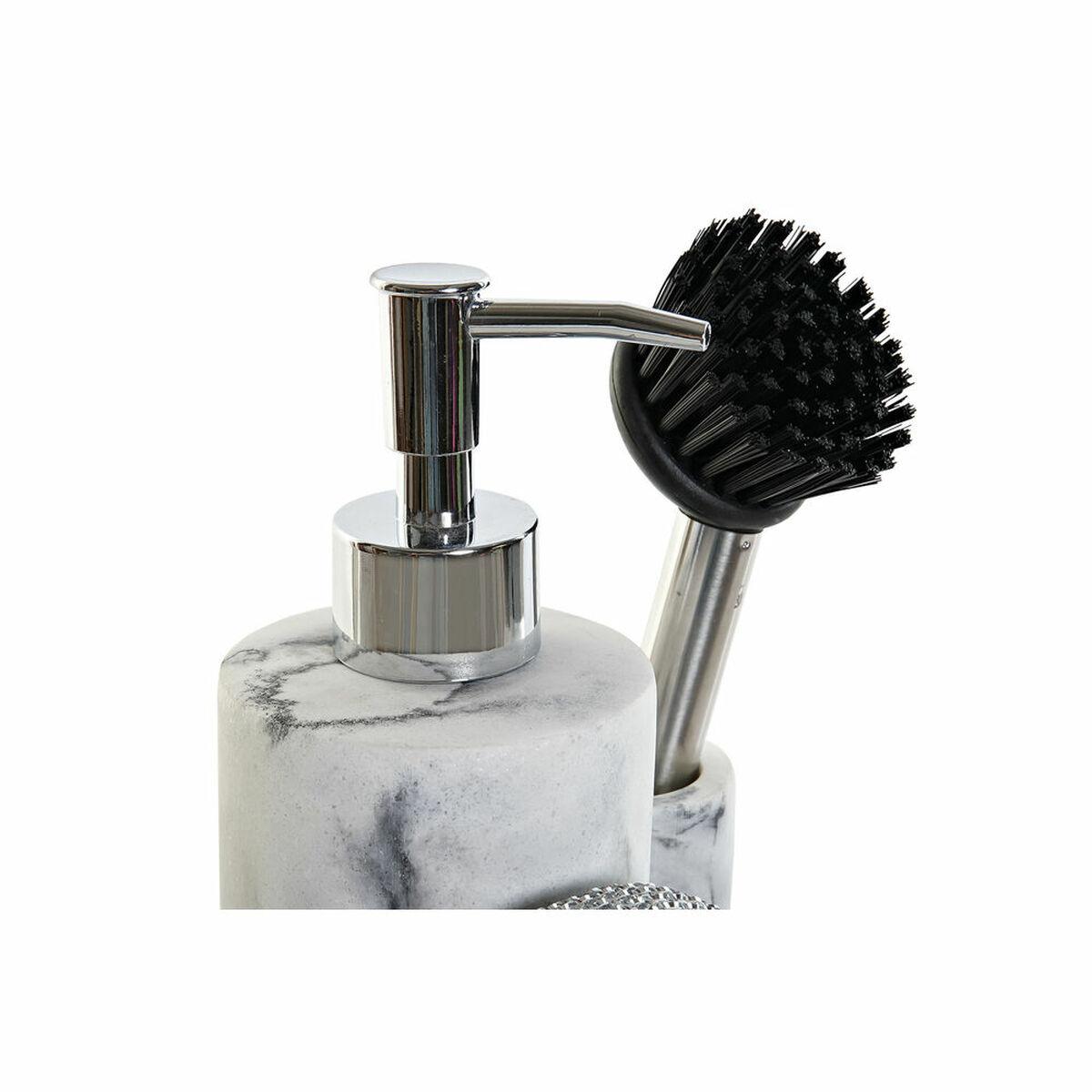 Dispensador de Jabón 2 en 1 para Fregadero DKD Home Decor Resina Acero Inoxidable 12,6 x 11,4 x 18,6 cm