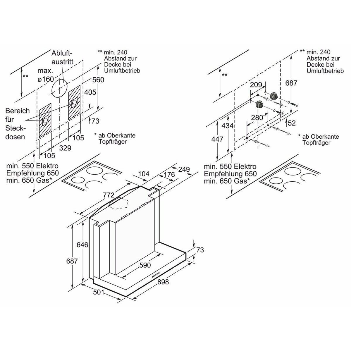 Campana Convencional BOSCH DWB099752 90 cm 770 m3/h 58 dB 317W