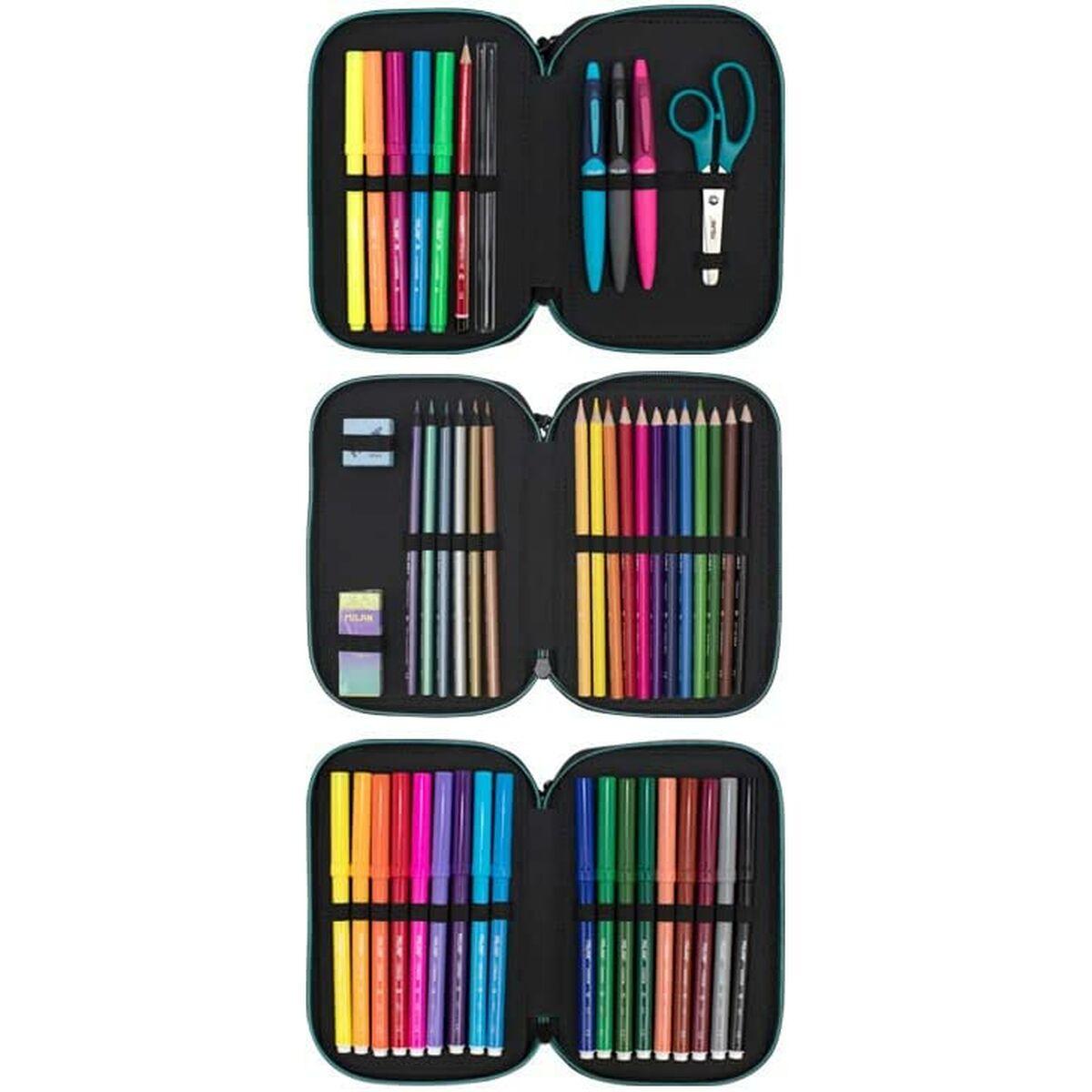 Plumier Triple Milan Sunset 49 Piezas Negro 19,5 x 13 x 7,5 cm