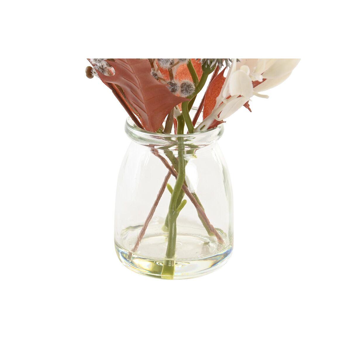 Planta Decorativa DKD Home Decor Cristal Dorado Marrón Polietileno Blanco (6 x 6 x 27 cm) (2 Unidades)