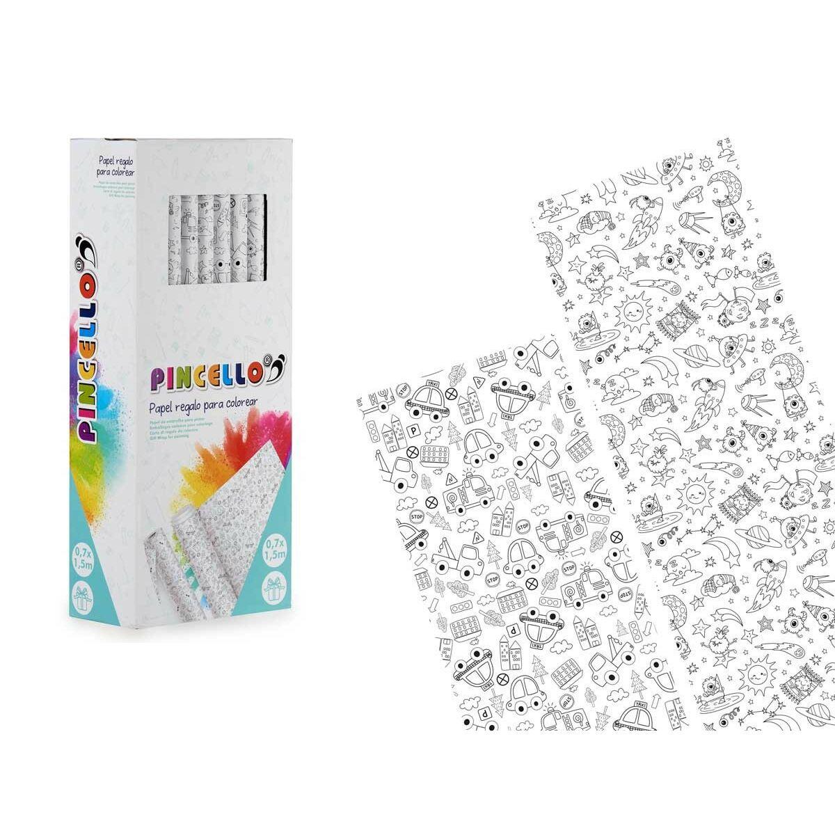 Papel de Regalo Pincello 80GR - COLOREAR 0,7 x 1,5 m Vehículos Extraterrestre (50 Unidades)