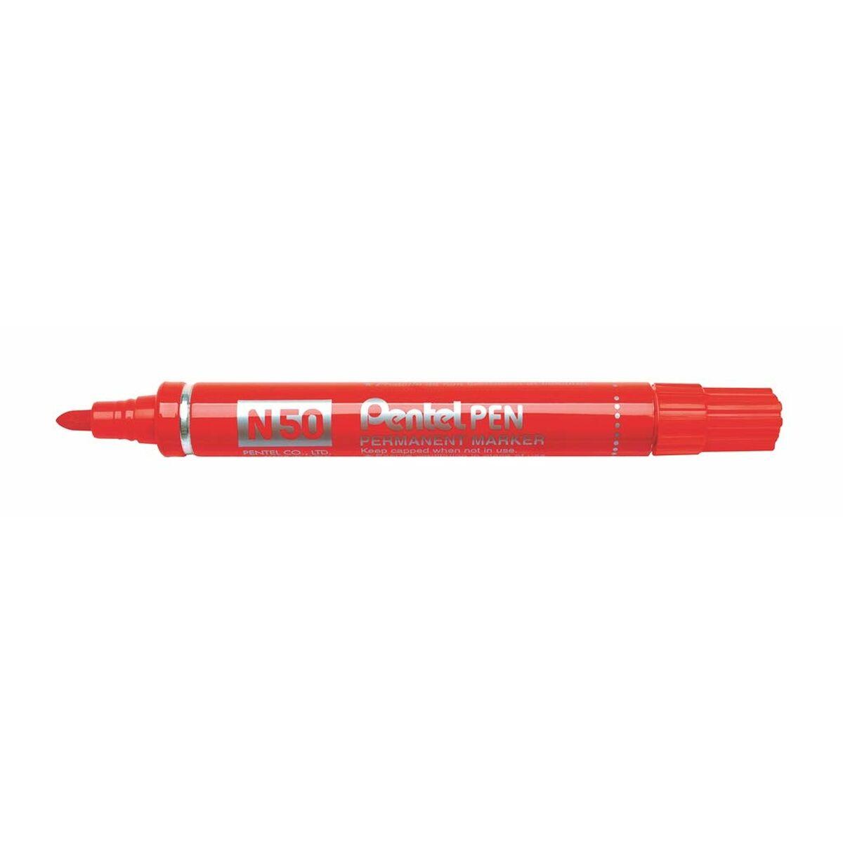 Rotulador permanente Pentel N50-BE Rojo 12 Piezas