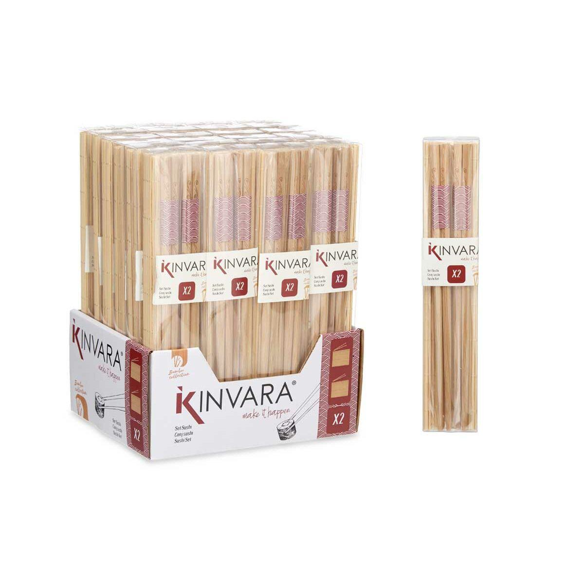 Set de Sushi Kinvara BM-001 Marrón Bambú (48 Unidades)