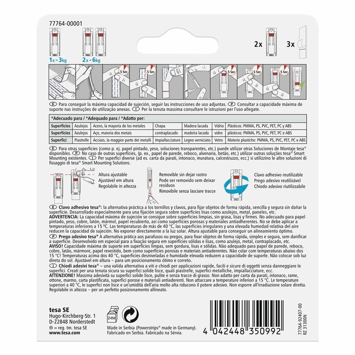 Soporte de Pared TESA 77764 3 Kg Adhesivo Clavos