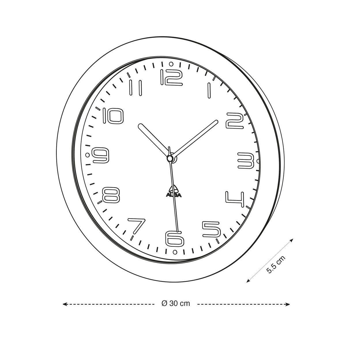 Reloj de Pared Archivo 2000 Negro Metal Cristal Ø 30 cm Blanco Redondo