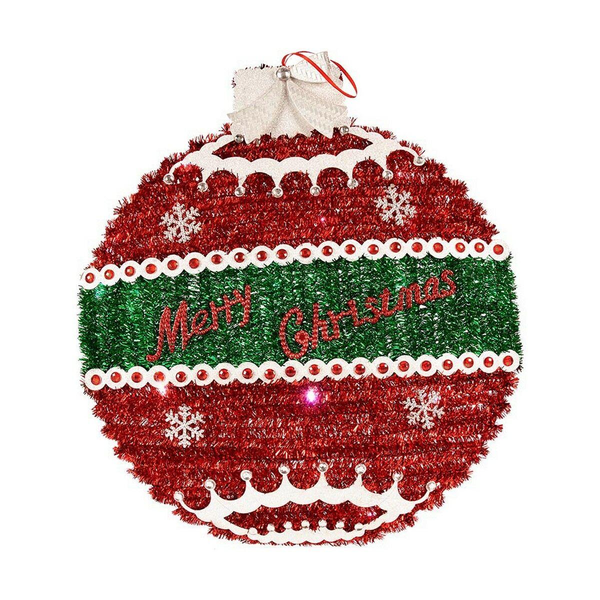 Bola de Navidad Krist+ 19CH138-L Blanco Rojo Plateado Polipropileno Plástico Luz LED