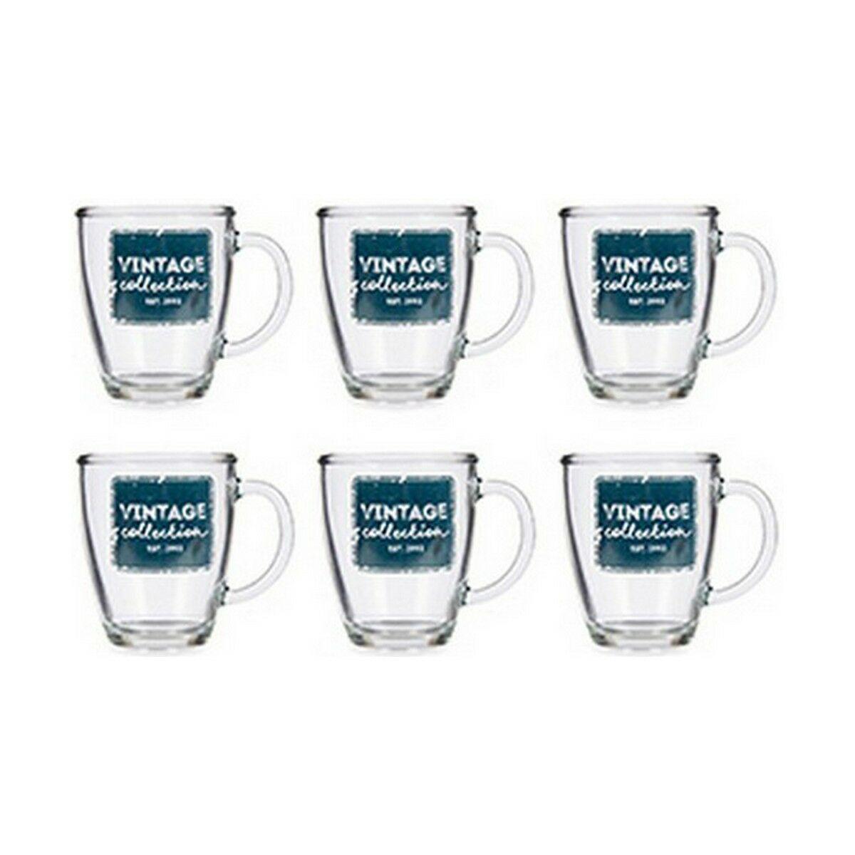 Taza Mug Vintage Transparente Vidrio 6 Unidades (320 ml)