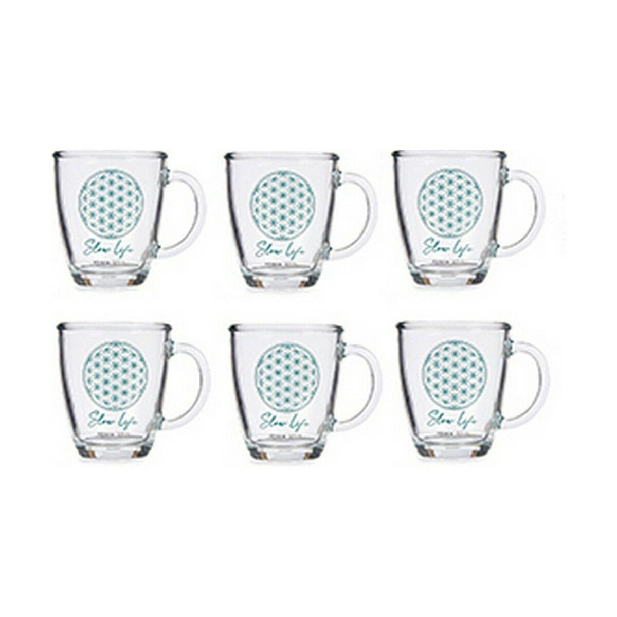 Taza Mug Slow Life Transparente Vidrio 6 Unidades (320 ml)