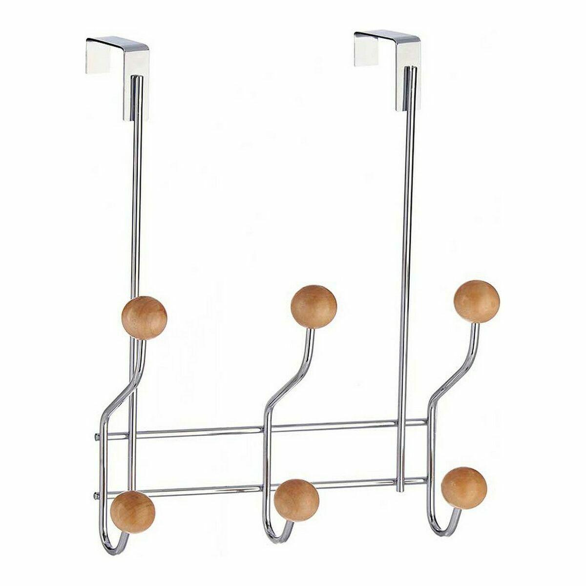 Perchero para Puertas Metal Madera Marrón (21 x 28,5 x 8 cm) (24 Unidades)