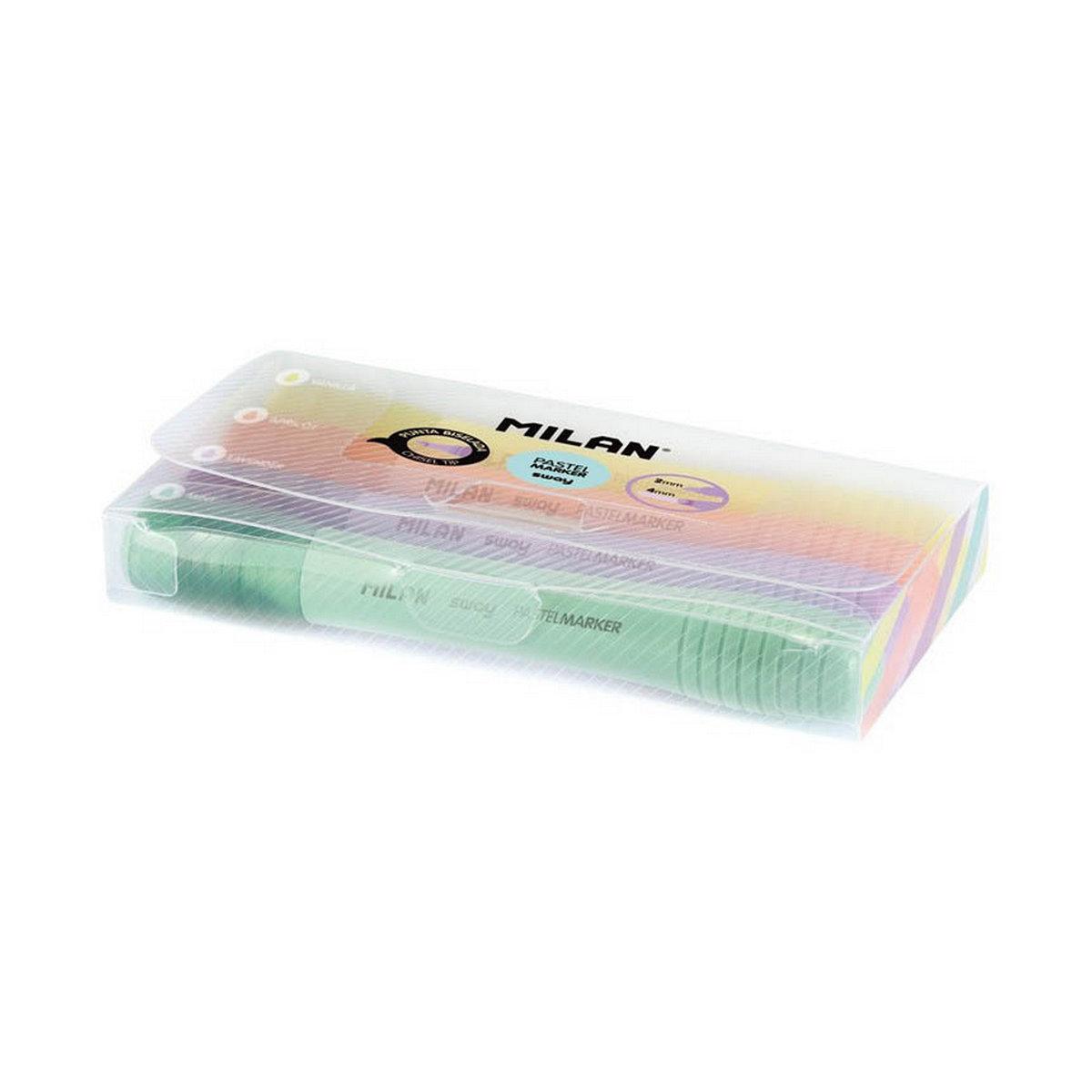 Set de Marcadores Fluorescentes Milan Sway Multicolor Pastel 4 Piezas
