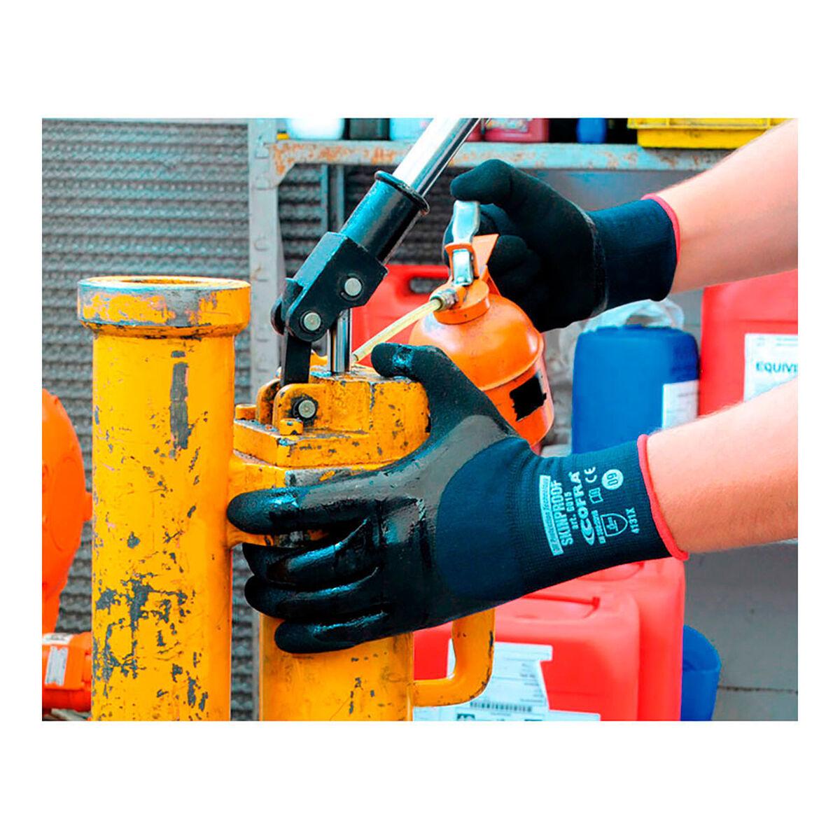 Guantes de Trabajo Cofra Skinproof Negro Nailon Elastano Nitrilo