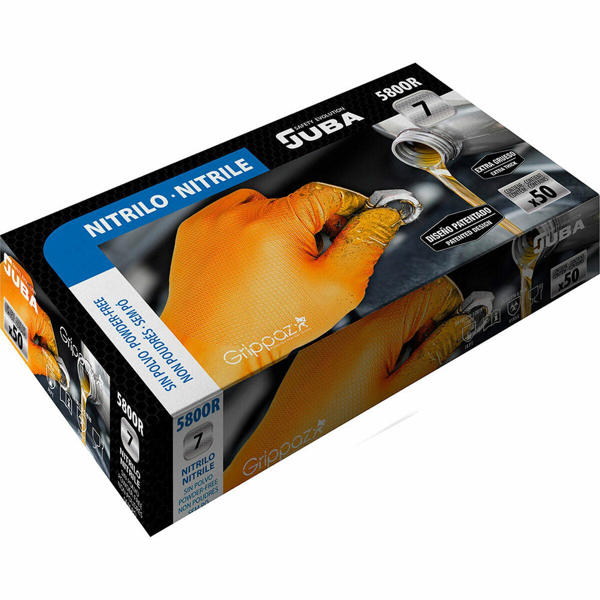 Guantes Desechables JUBA Grippaz Caja Sin polvo Naranja Nitrilo (50 Unidades)