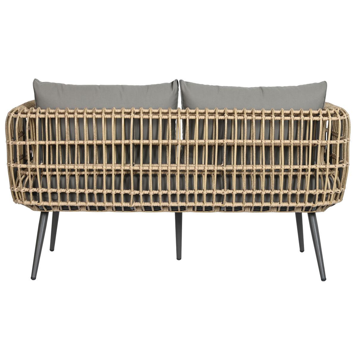 Conjunto de Mesa con 3 Sillones DKD Home Decor Marrón Aluminio ratán sintético 144 x 67 x 74 cm