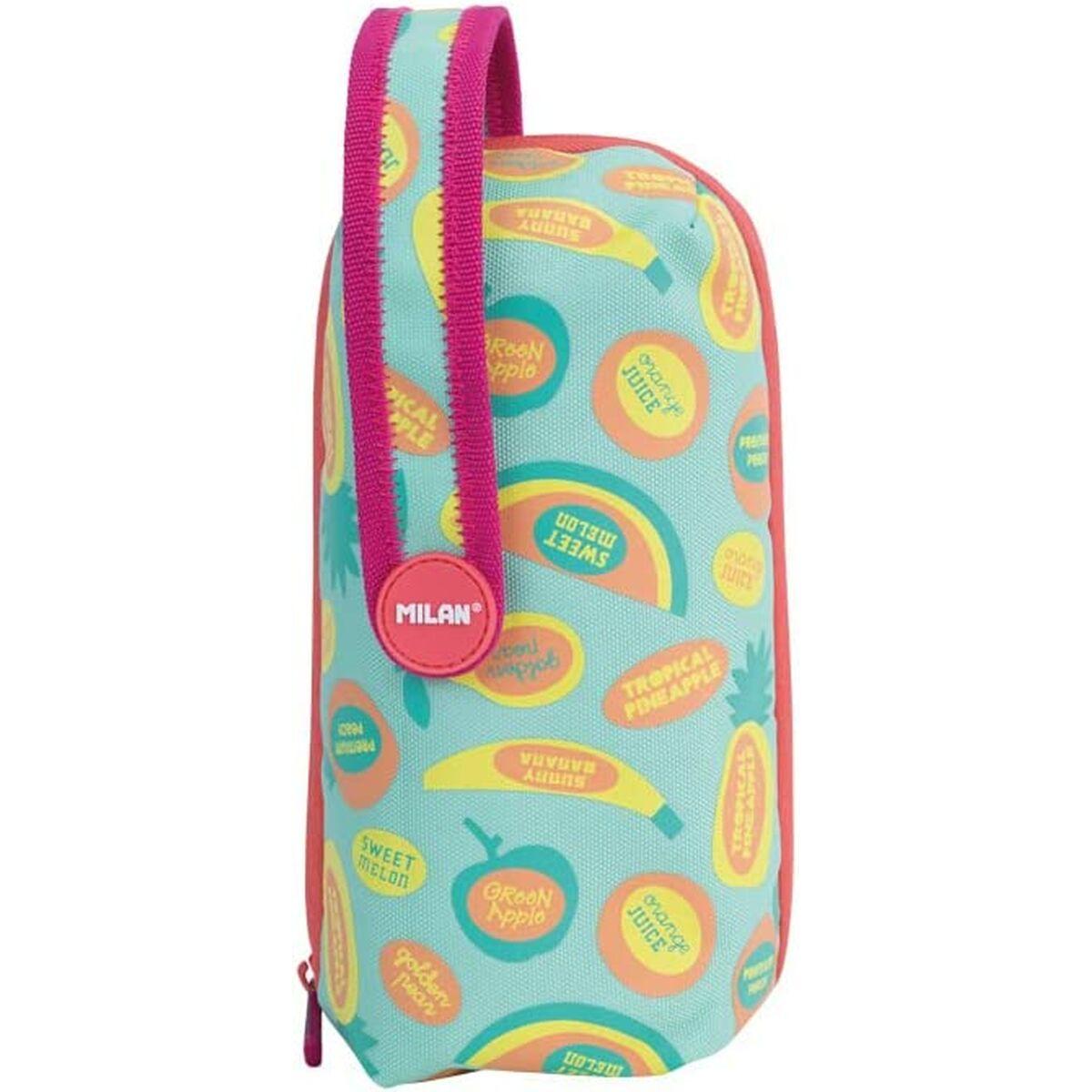 Estuche Escolar Milan Frutikis Accesorios 4 compartimentos Verde Naranja 22,5 x 11,5 x 11 cm