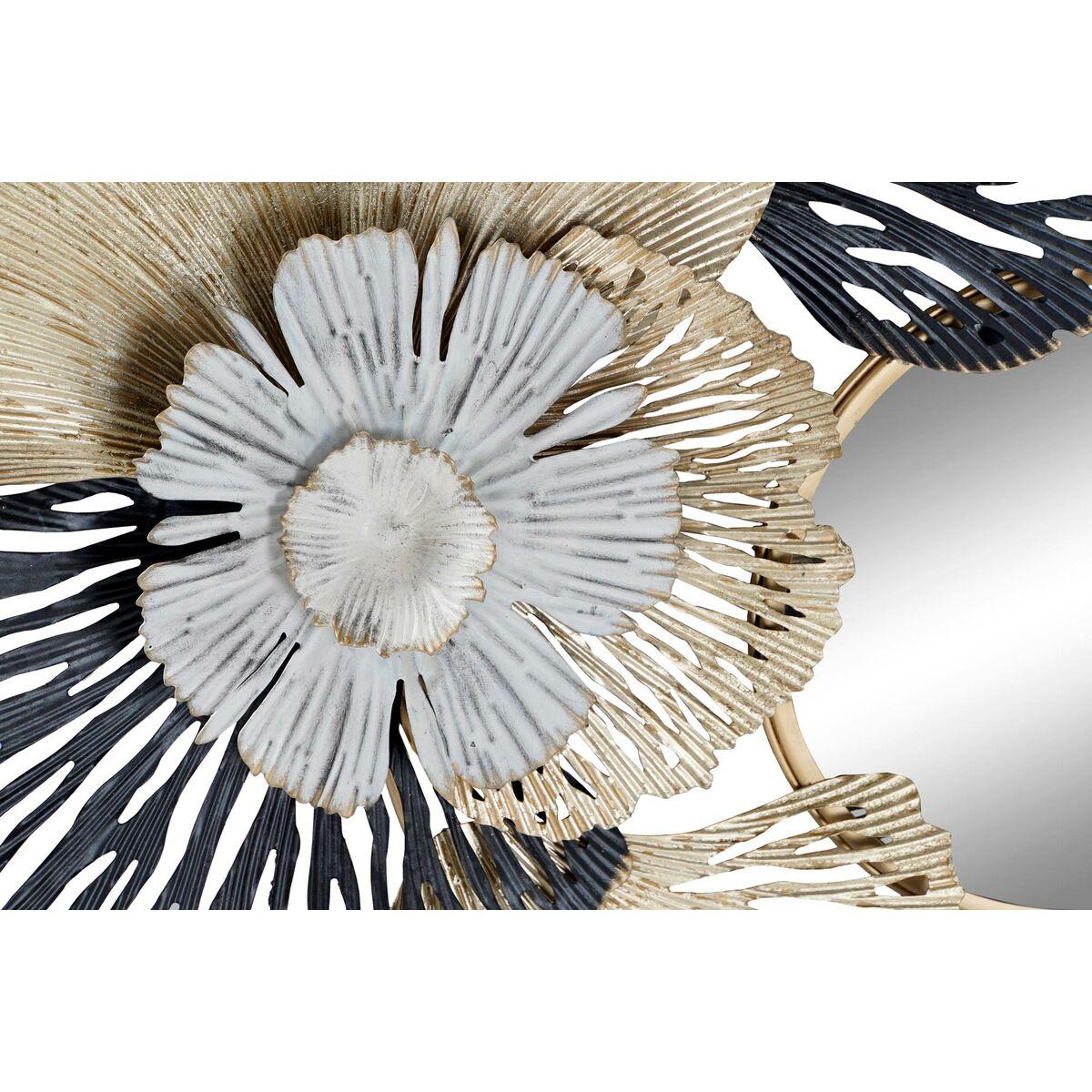 Espejo de pared DKD Home Decor Blanco Negro Dorado Hoja de planta Mediterráneo 74 x 6 x 75 cm