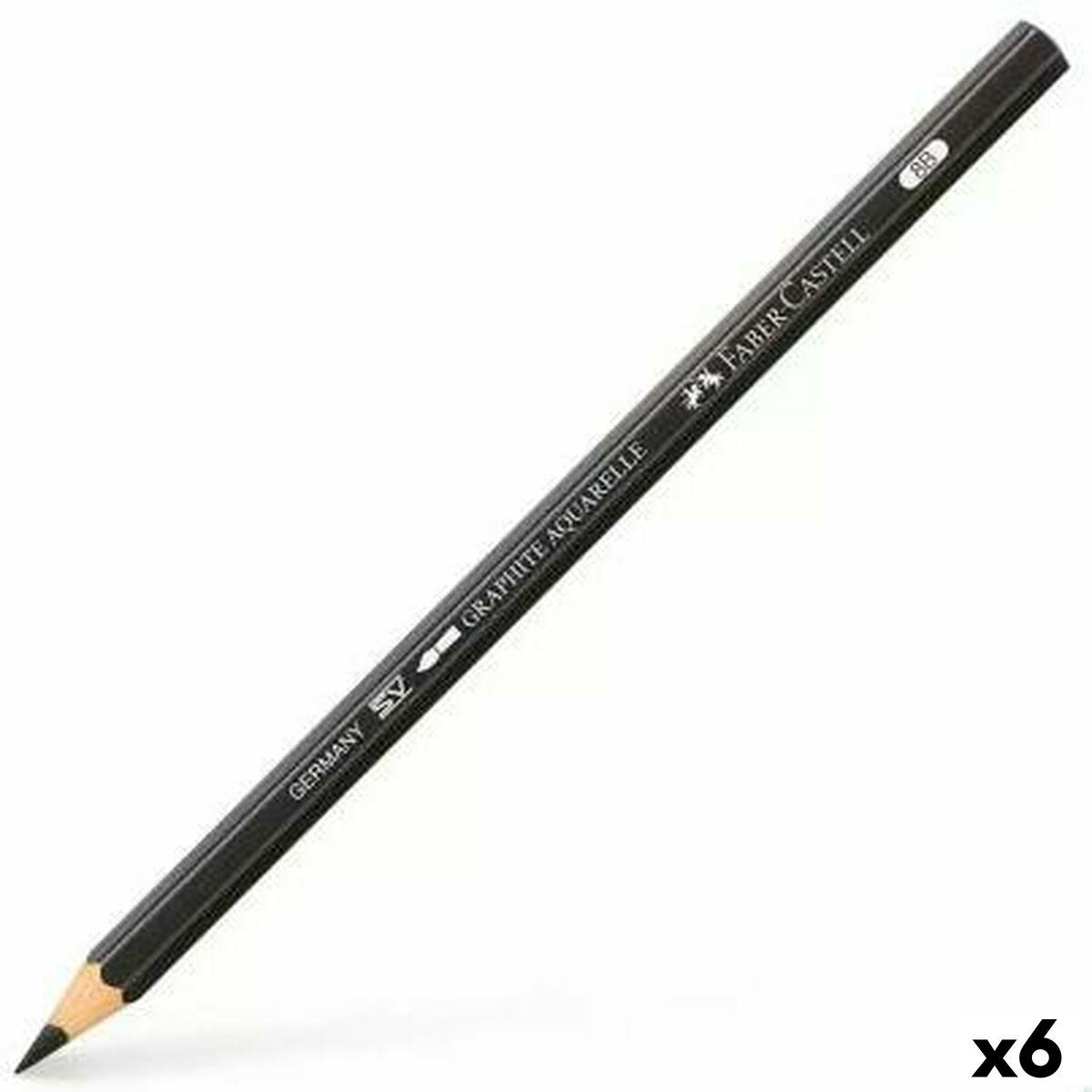 Lápiz Faber-Castell Graphite Aquarelle Acuarelable Negro Hexagonal 8B (6 Unidades)