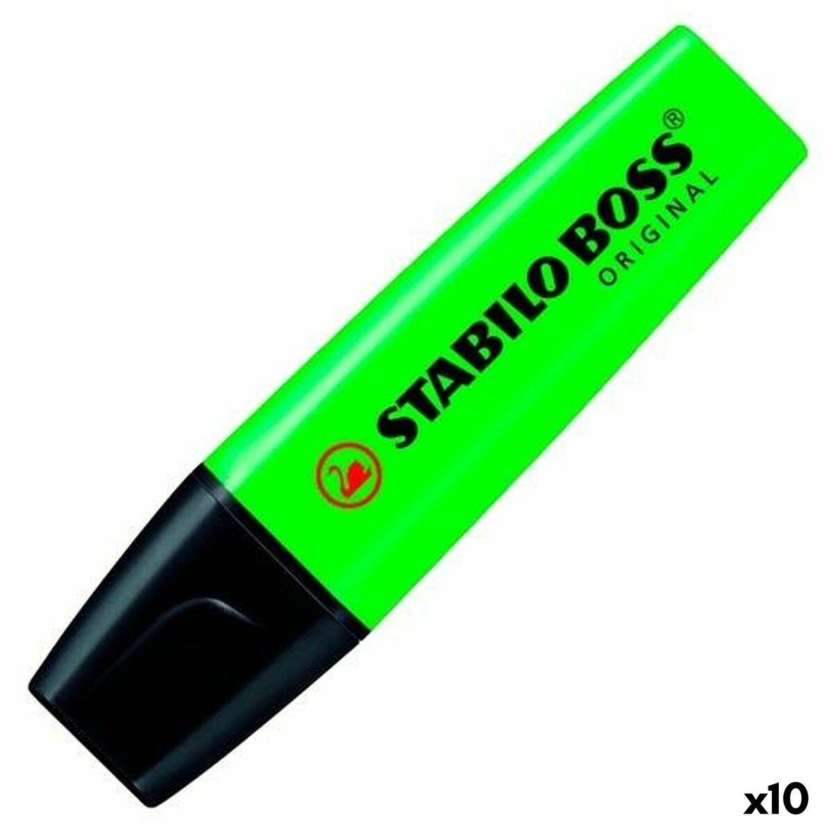 Marcador Fluorescente Stabilo Boss Verde Negro/Verde 10 Piezas (10 Unidades) (1 unidad)