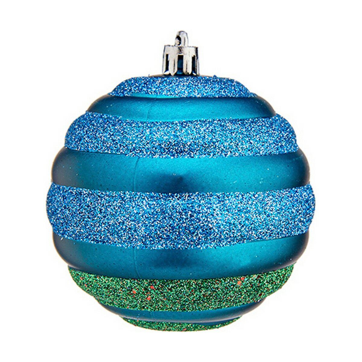 Set de Bolas de Navidad Ø 8 cm Azul Verde PVC (12 Unidades)