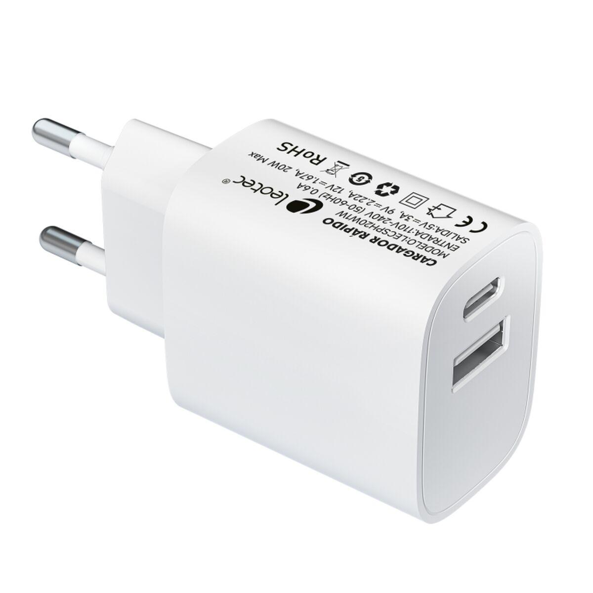 Cargador de Pared LEOTEC LECSPH20W2W Blanco 20 W