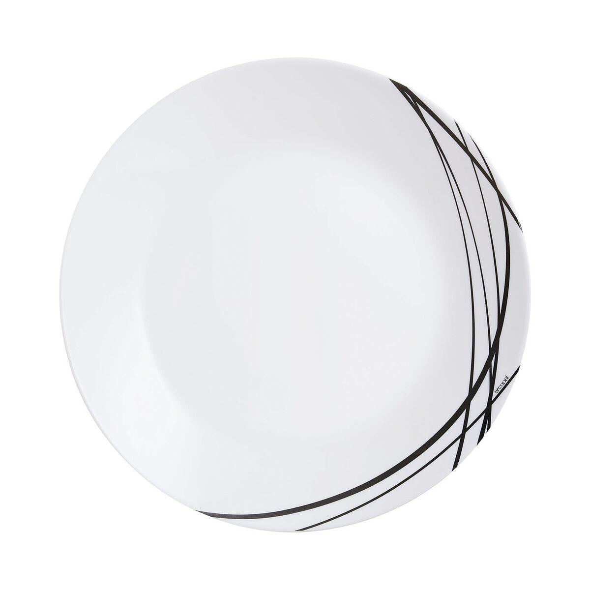 Plato Llano Arcopal Domitille Negro Bicolor Vidrio 25 cm (12 Unidades)