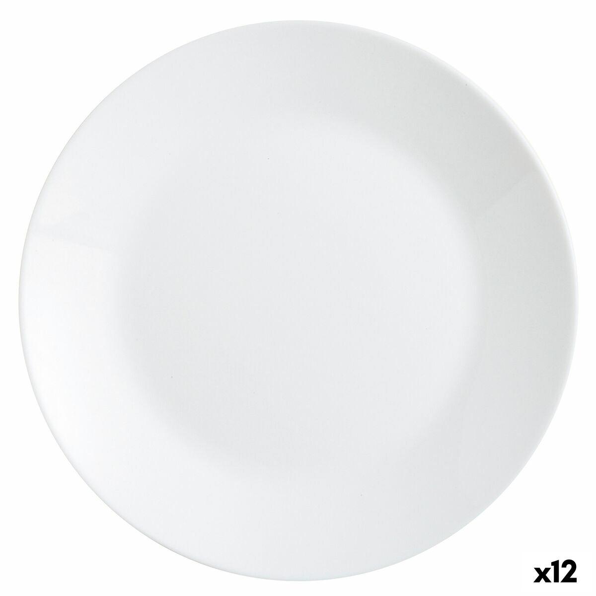Plato Llano Arcopal Zelie Blanco Vidrio (25 cm) (12 Unidades)